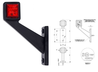 Svetlo pozičné LED ľavé šikmé 12V/24V 0,5/1W krátke